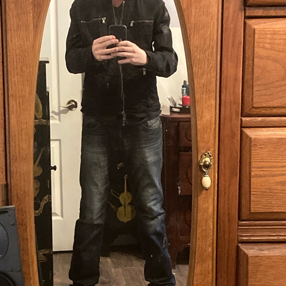 Black Denim Jacket and Jeans